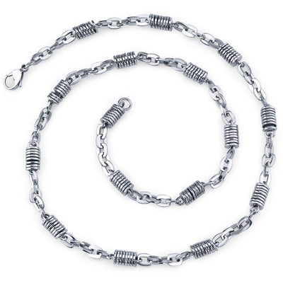 Stainless Steel Silver-tone Coiled Link 20 Inch Chain Necklace