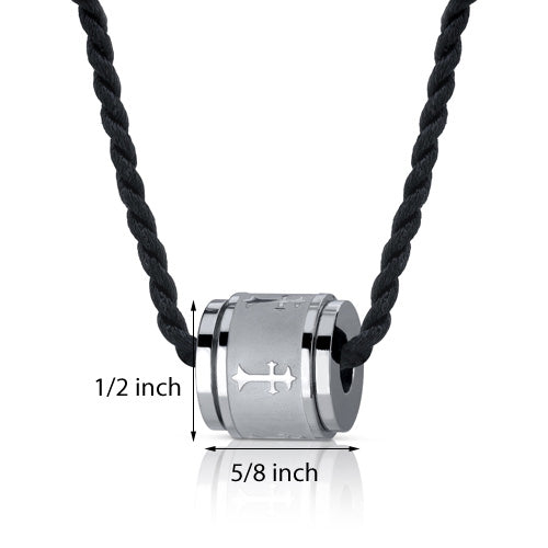 Stainless Steel Barrel Cross Pendant Necklace