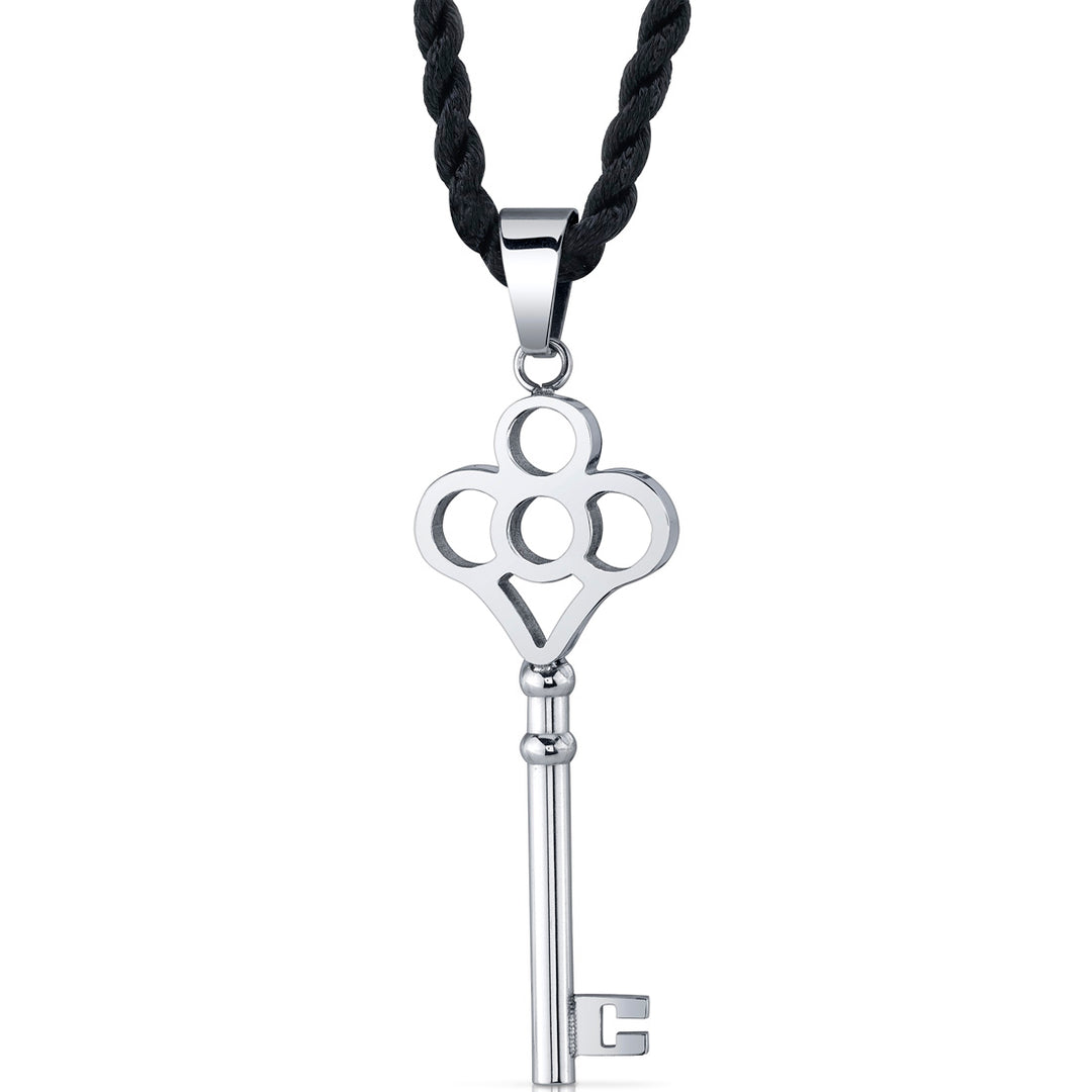 Stainless Steel Crown Key Pendant Necklace