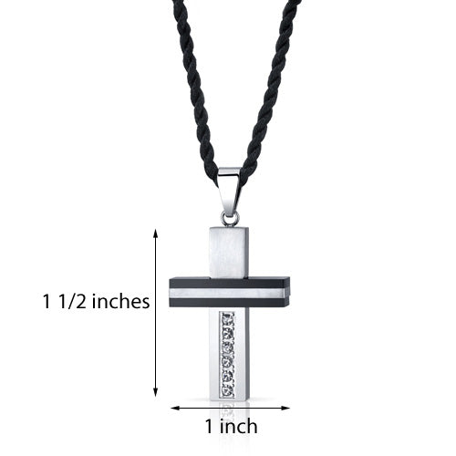 Stainless Steel and Ceramic Cross Pendant