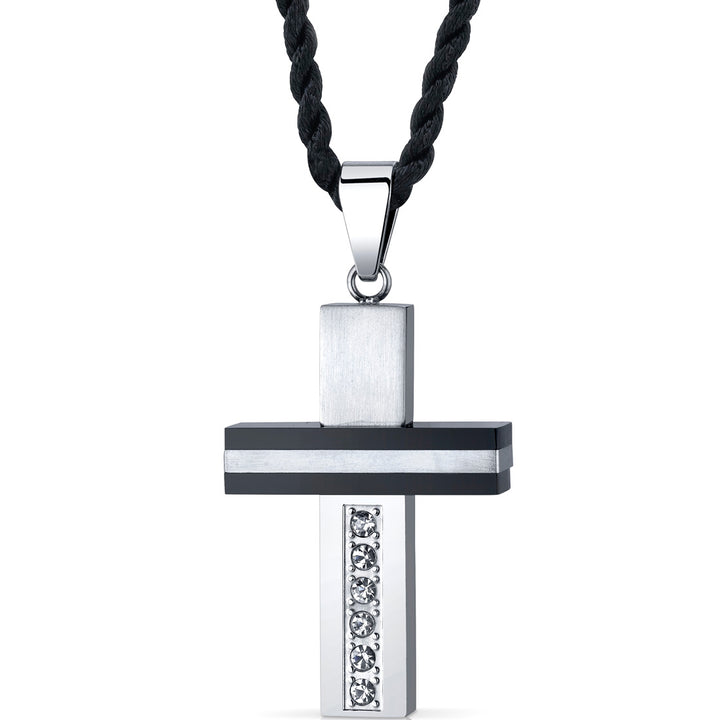 Stainless Steel and Ceramic Cross Pendant