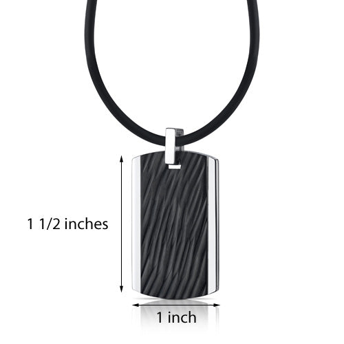 Stainless Steel with Black Carving Dog Tag Pendant Necklace