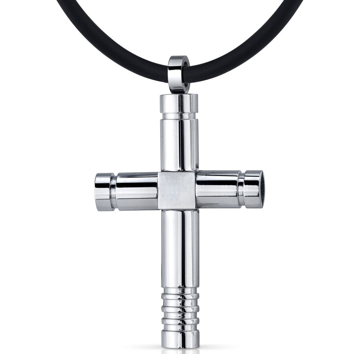 Stainless Steel Modern Cross Pendant Necklace