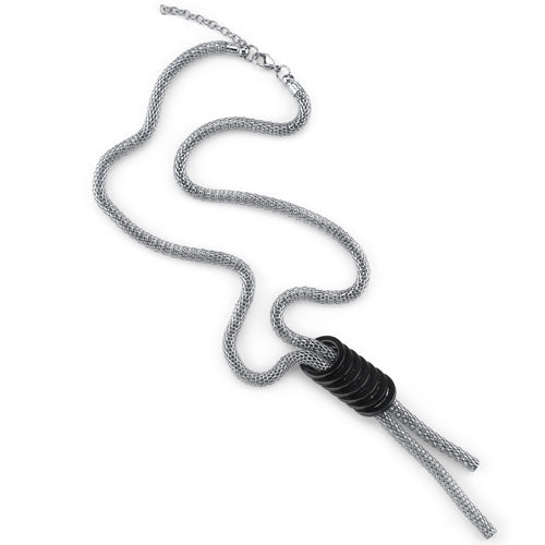 Y Lariat Layering Necklace Stainless Steel Mesh, 24+2 inches