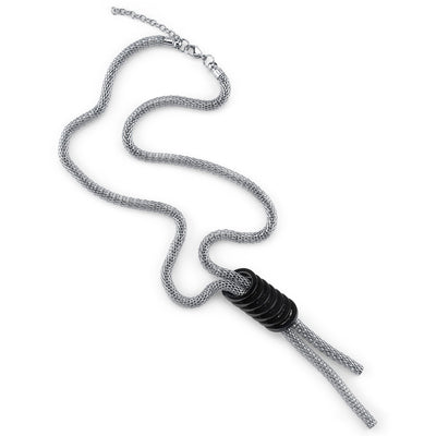 Y Lariat Layering Necklace Stainless Steel Mesh, 24+2 inches
