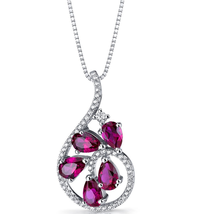 Ruby Pendant Sterling Silver Pear Shape 2.5 Carats