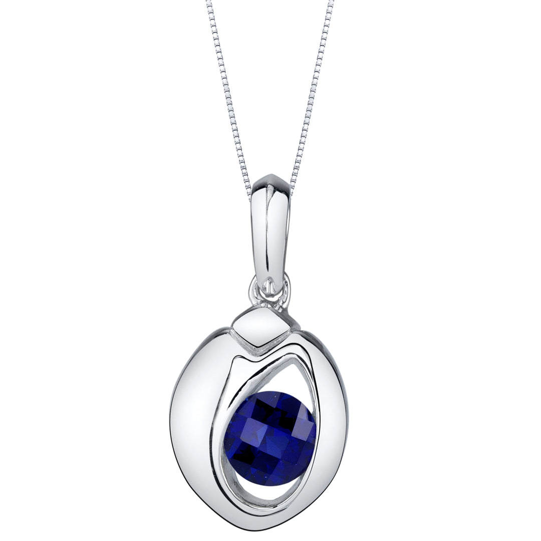 Created Sapphire Sterling Silver Sphere Pendant