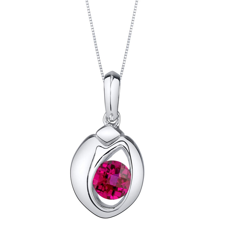 Ruby Pendant Sterling Silver Round Shape 1.25 Carat