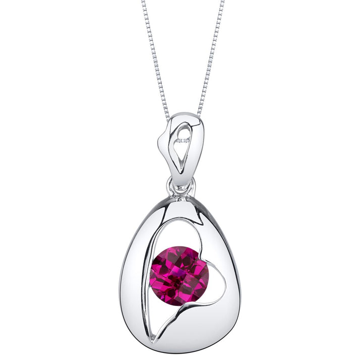 Ruby Pendant Sterling Silver Round Shape 1.25 Carats