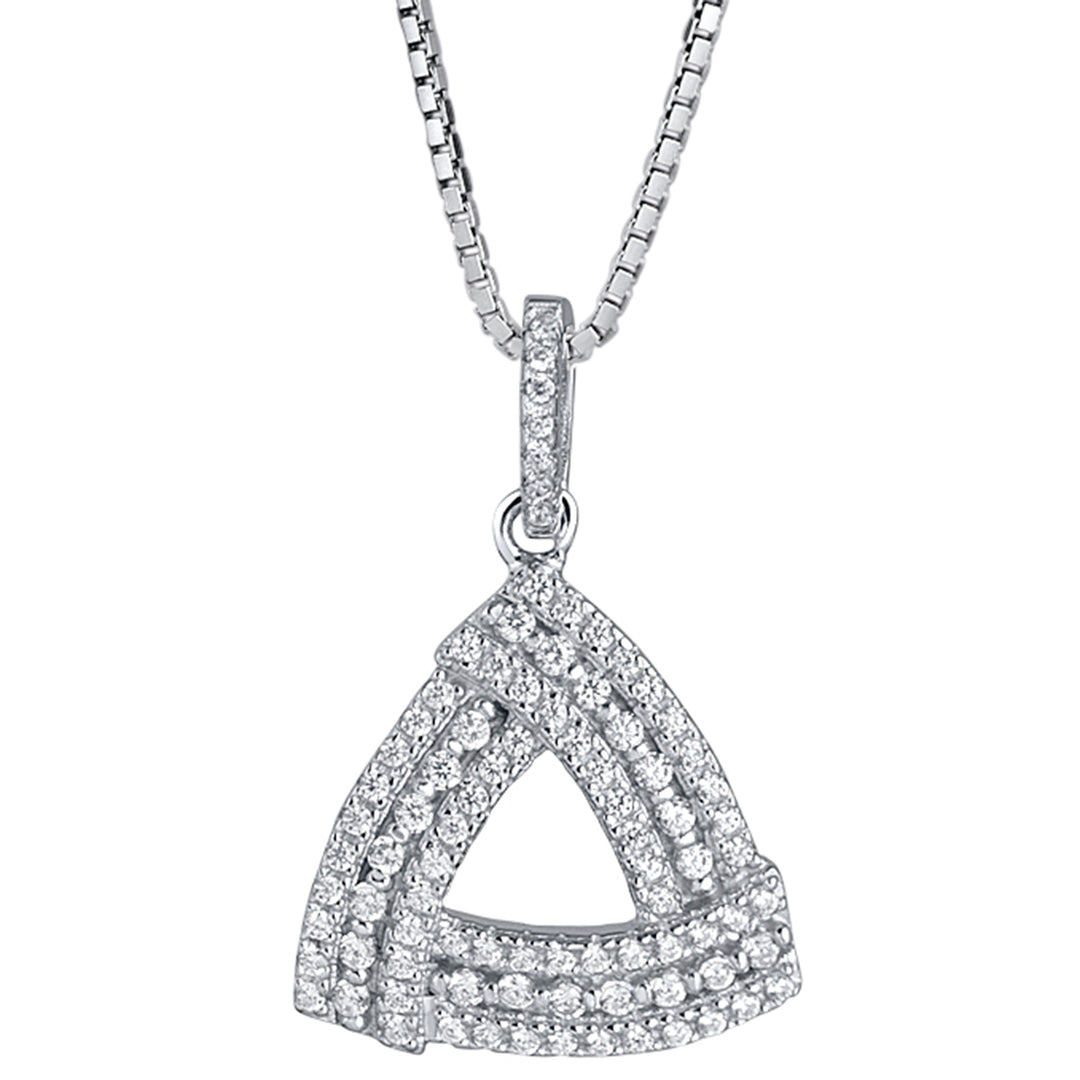 Sterling Silver Cubic Zirconia Triangle Knot Pendant