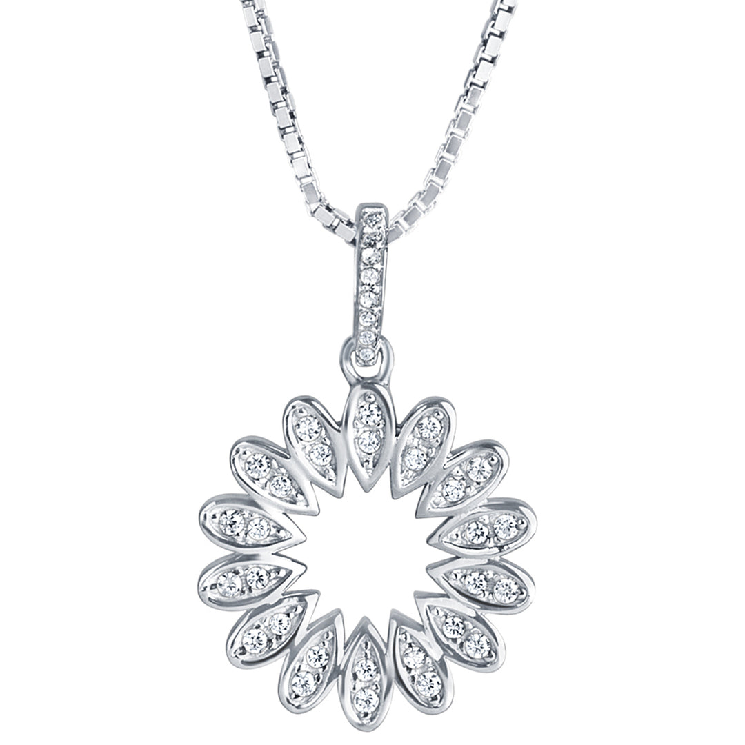 Sterling Silver Cubic Zirconia Blossom Pendant