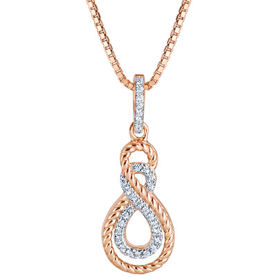 Sterling Silver Cubic Zirconia Infinity Rose Tone Pendant