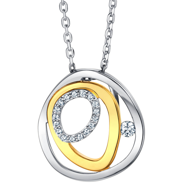 Two-Tone Sterling Silver Floating Halo Pendant