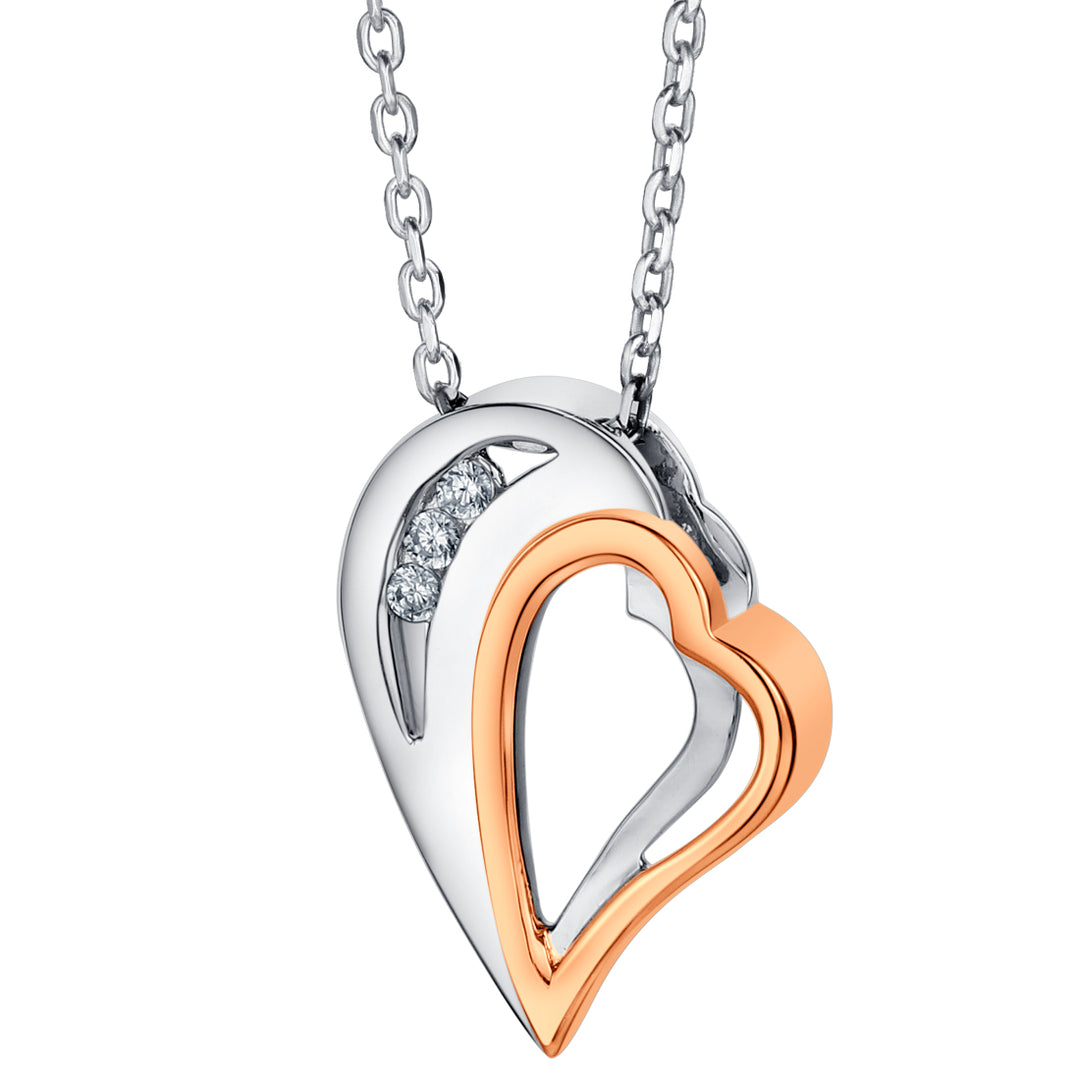 Two-Tone Sterling Silver Hearts Soiree Pendant