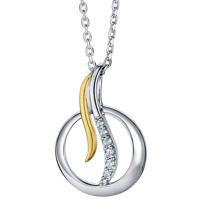 Two-Tone Sterling Silver Open Circle Pendant