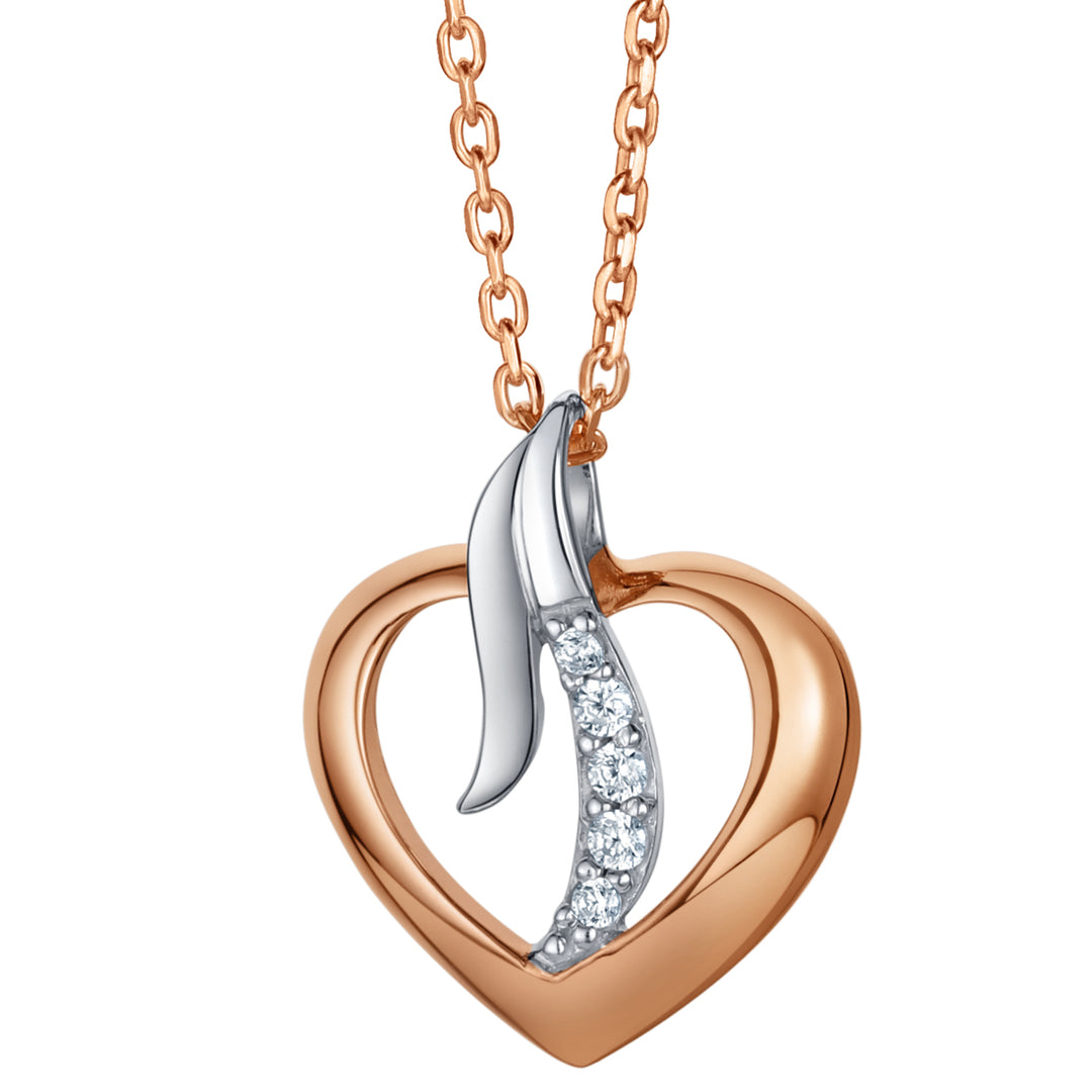 Two-Tone Sterling Silver Open Heart Pendant