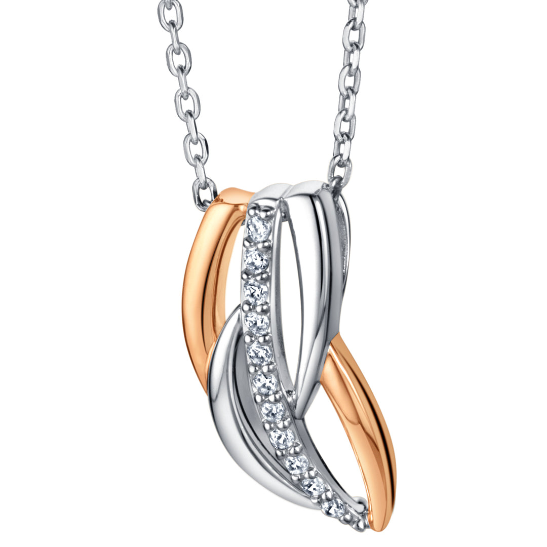 Two-Tone Sterling Silver Linked Leaves Pendant