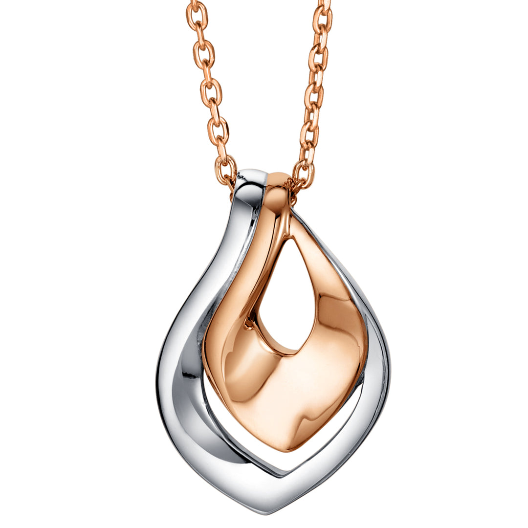 Two-Tone Sterling Silver Layered Teardrop Pendant
