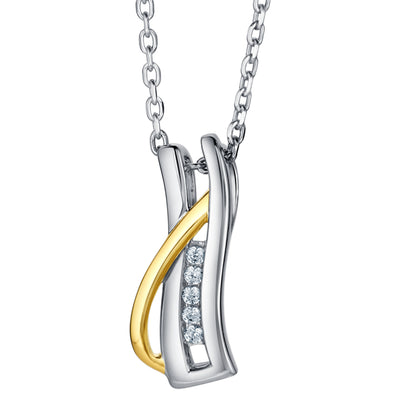 Two-Tone Sterling Silver Ribboned Bar Pendant