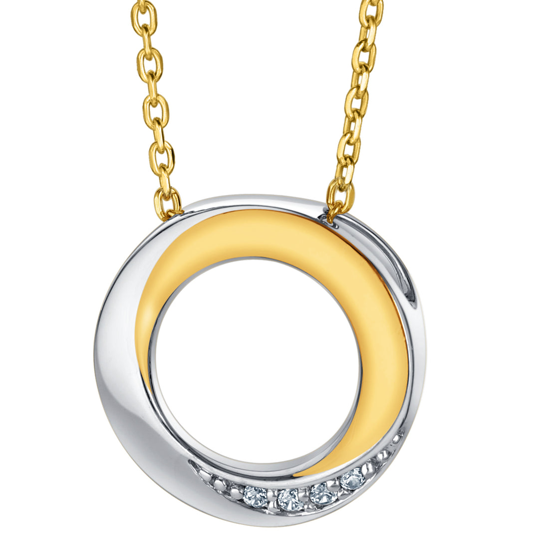 Two-Tone Sterling Silver Swirled Circle Pendant