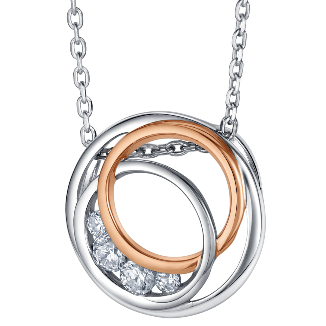 Two-Tone Sterling Silver Infinity Rings Pendant