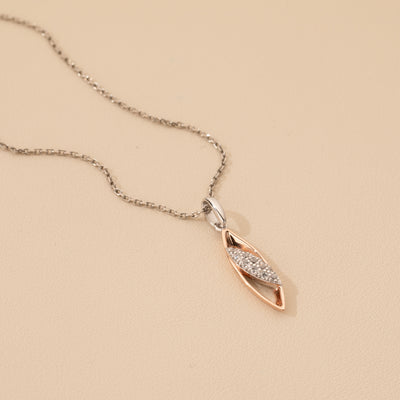 Rose-Tone Sterling Silver Dainty Open Marquise Pendant