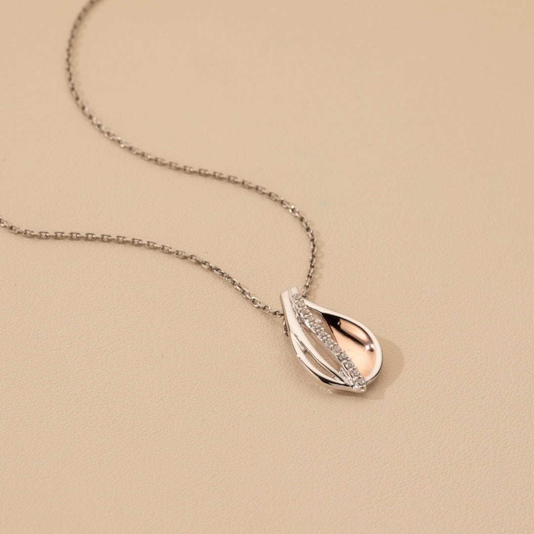 Two-Tone Sterling Silver Floating Dewdrop Pendant