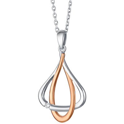 Two-Tone Sterling Silver Linked Dewdrop Pendant