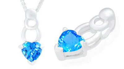 Heart Shape Swiss Blue Topaz Pendant Sterling Silver