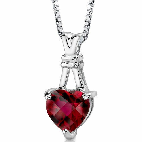 Ruby Pendant Sterling Silver Heart Shape 3 Carats
