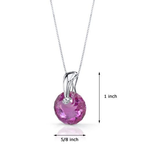 22 Carats Created Pink Sapphire Sterling Silver Pendant