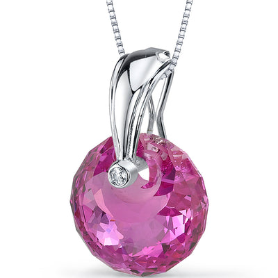 22 Carats Created Pink Sapphire Sterling Silver Pendant
