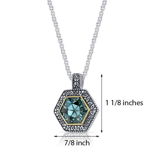8.25 Carats Created Green Spinel Sterling Silver Pendant