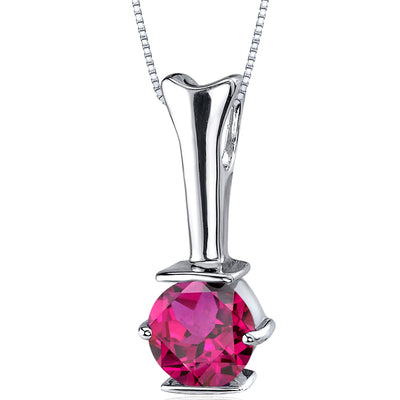Created Ruby Pendant Sterling Silver 1.75 Carats