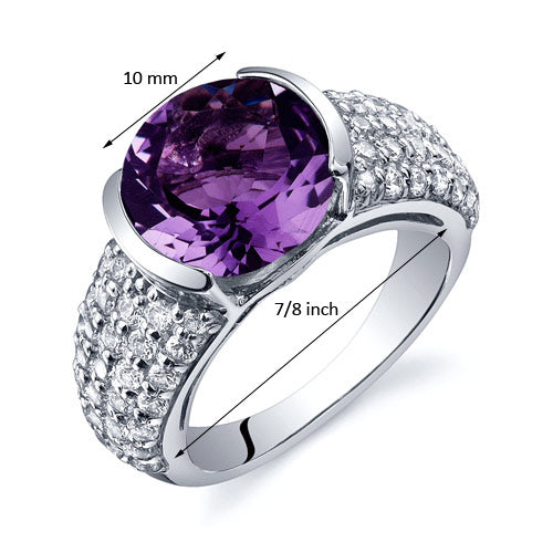 Amethyst Sterling Silver Ring 3.25 Carats Size 8
