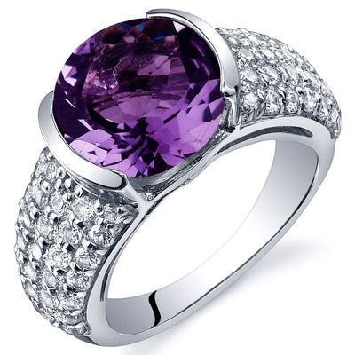 Amethyst Sterling Silver Ring 3.25 Carats Size 8
