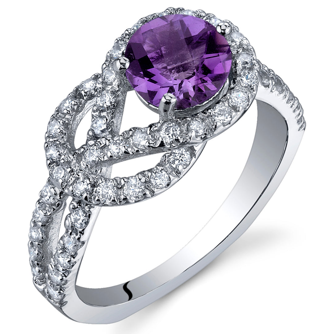 Amethyst Ring Sterling Silver Infinity Knot Round Shape 1 Carat Size 5