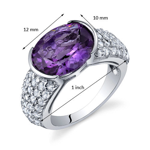 Amethyst Oval Cut Sterling Silver Ring Size 6