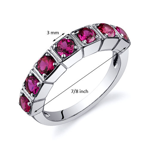 Ruby Ring Sterling Silver Round Shape 1.75 Carats Size 9