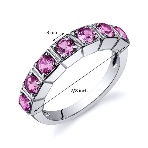 Pink Sapphire Ring Sterling Silver Round Shape 1.75 Carats Size 7