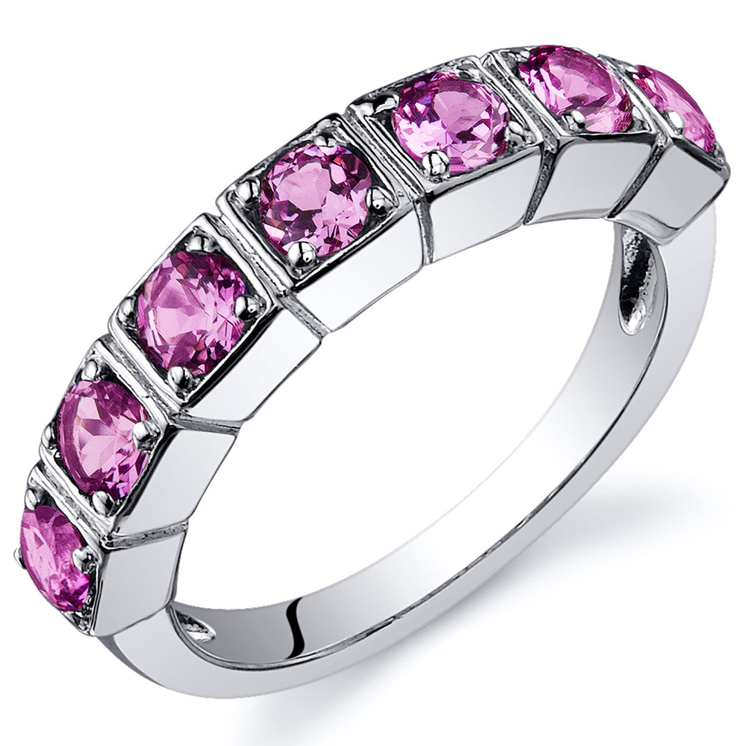 Pink Sapphire Ring Sterling Silver Round Shape 1.75 Carats Size 7