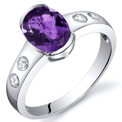 Amethyst Oval Cut Sterling Silver Ring Size 9