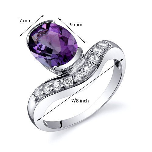 Amethyst Oval Cut Sterling Silver Ring Size 7