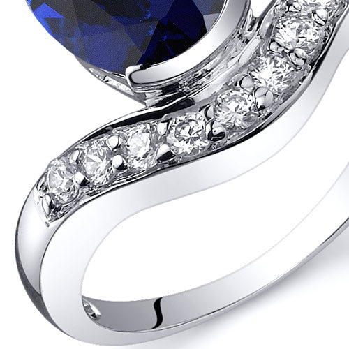 Created Blue Sapphire Oval Cut Sterling Silver Ring Size 9