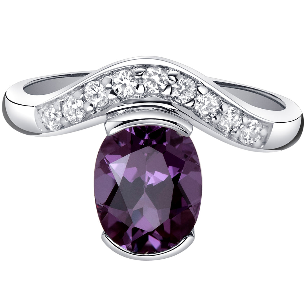 Simulated Alexandrite Oval Cut Sterling Silver Ring Size 5