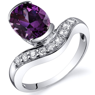 Simulated Alexandrite Oval Cut Sterling Silver Ring Size 7