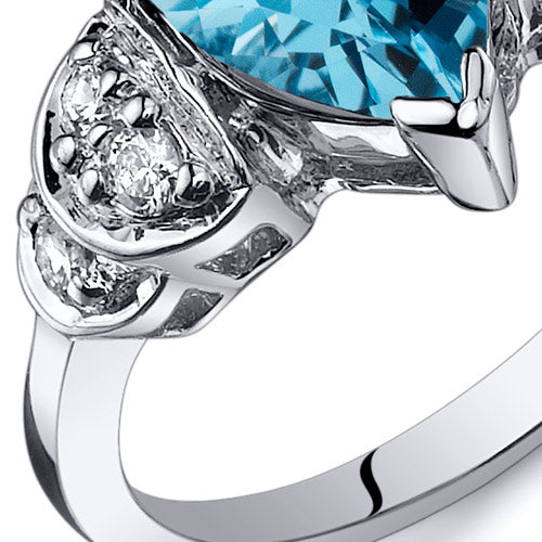 Swiss Blue Topaz Pear Shape Sterling Silver Ring Size 6