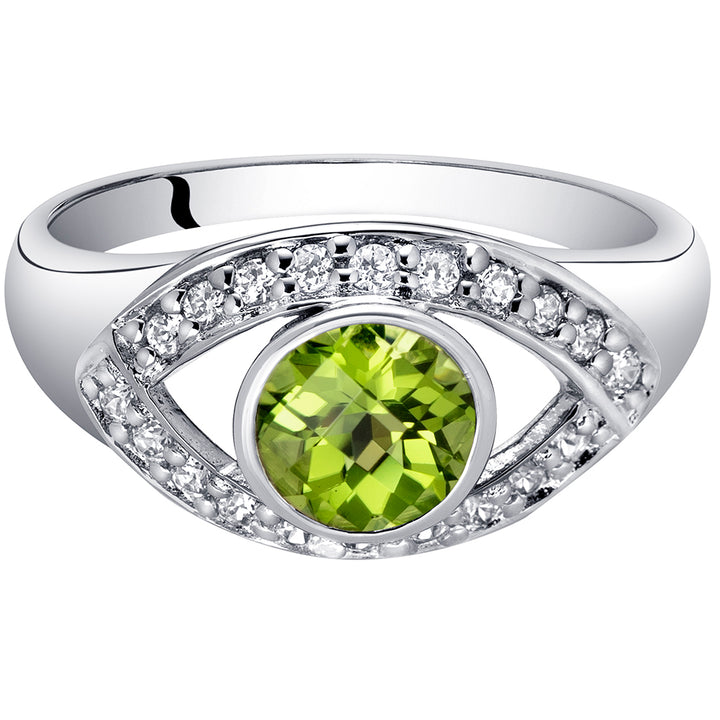 Peridot Ring Sterling Silver Enlightened Third Eye Design 0.75 Carat Sizes 7
