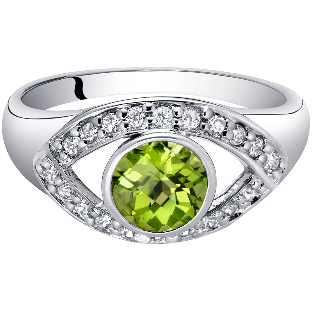 Peridot Ring Sterling Silver Enlightened Third Eye Design 0.75 Carat Sizes 8