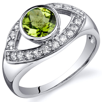 Peridot Ring Sterling Silver Enlightened Third Eye Design 0.75 Carat Sizes 7